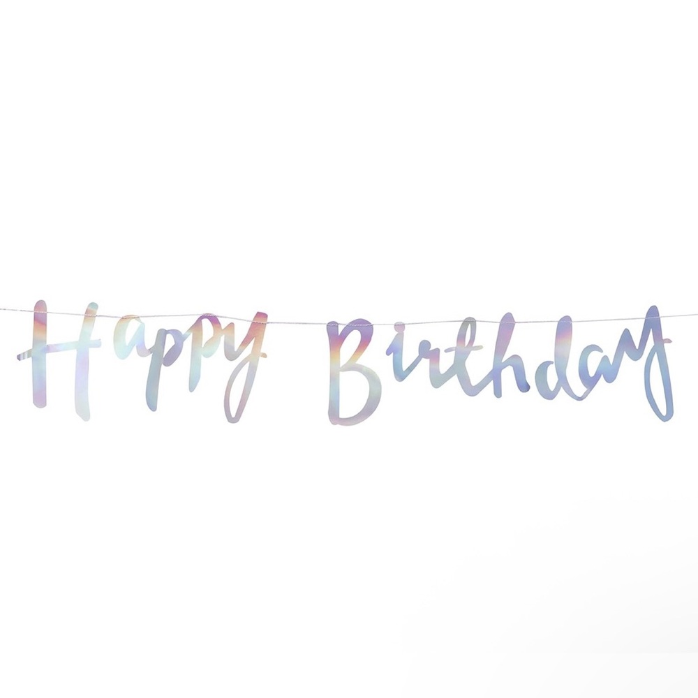 New Ginger Ray Iridescent Happy Birthday Bunting Banner Hanging Decoration Sign